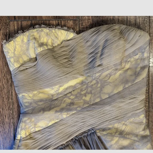 BCBG MaxAzria Runway Sz 2 Tulle Lace Yellow Asymmetric Bodycon Dress Retail $429 - Picture 8 of 16